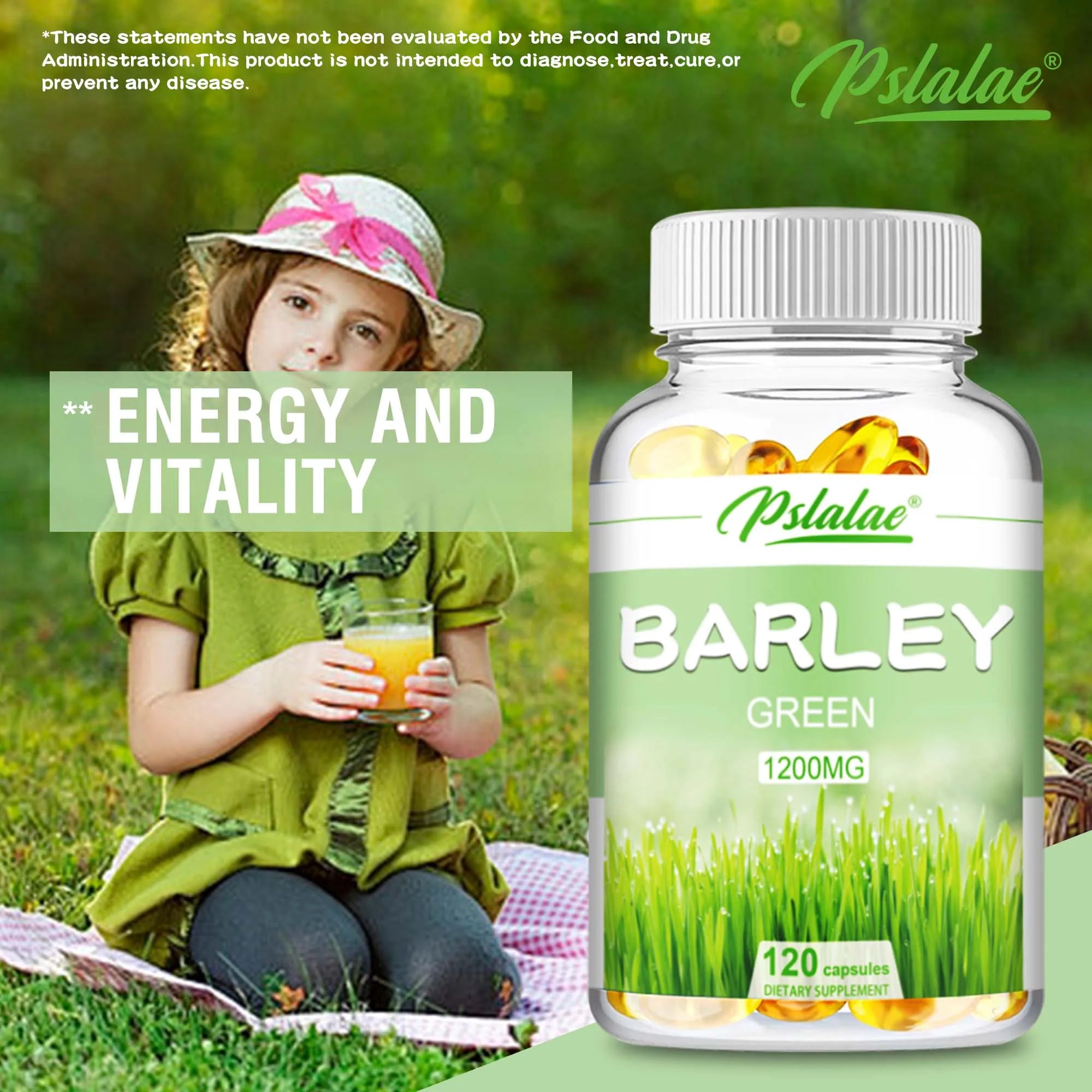 Barley Grass Capsules - Promote Satiety, Weight Loss, and Cardiovascular Health - 120 Capsules