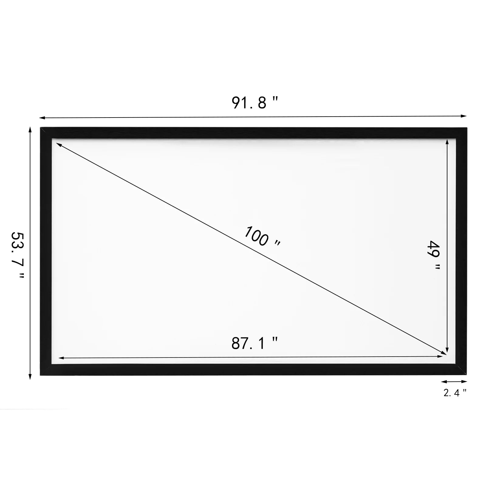 VEVOR Projector Screen 100 inch Aluminum Fixed Frame 16:9 4K HD Home Cinema Theater Wall Mountable Moive Screen for Office Home