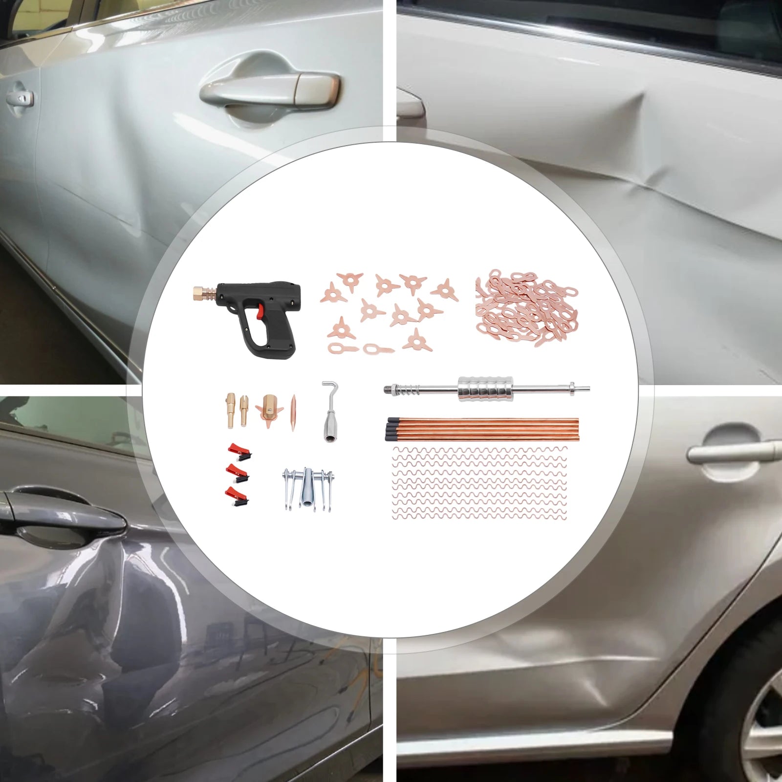 86Pcs Set Low-power Sheet Metal Repair Tools for Motorcycles, Refrigerators & Washing Machines, Car Dent Repair Puller Tool Kit