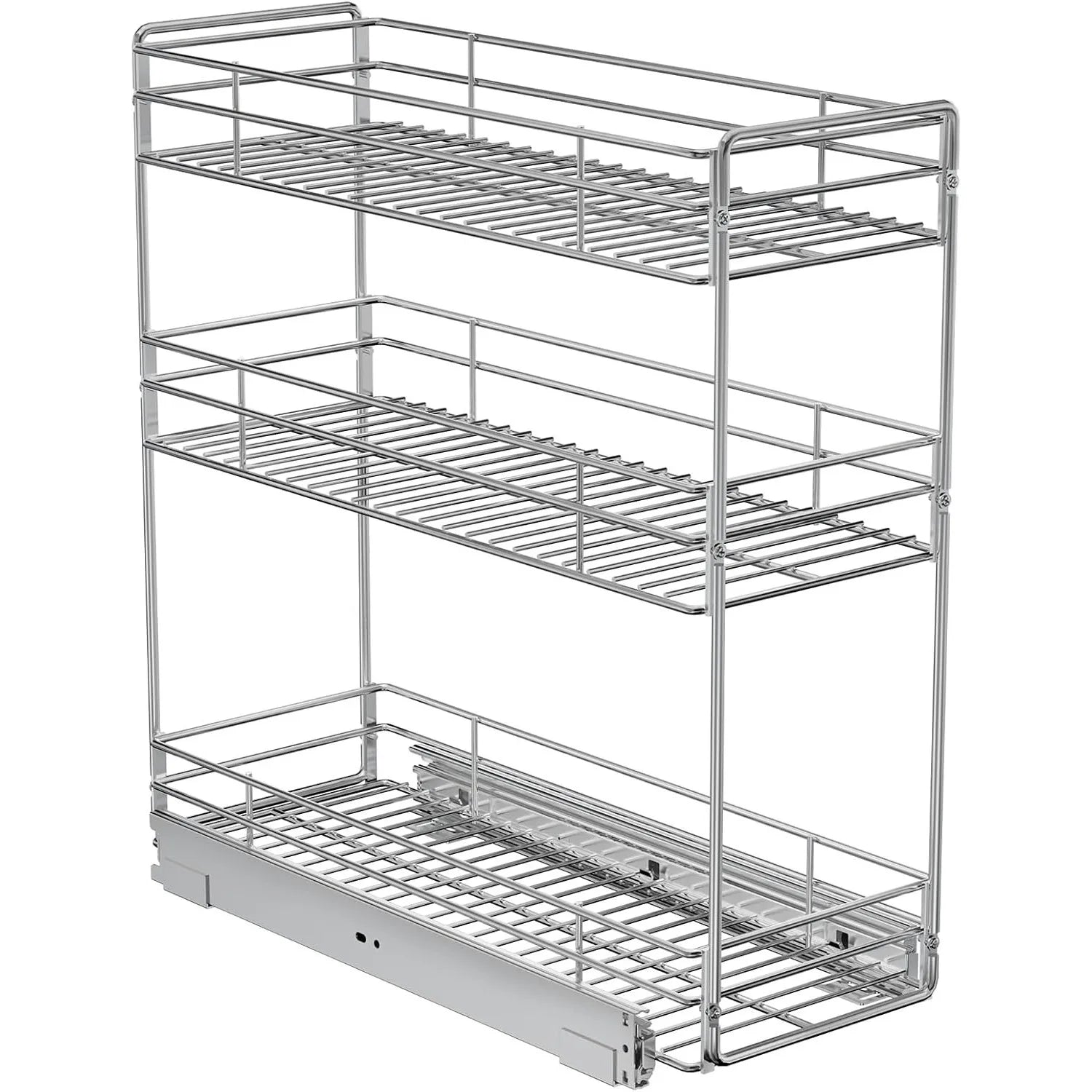 3-Tier Pull Out Cabinet Organizer for Narrow Cabinet (8.5" W X 20.5" D), Kitchen Cabinet Organizer and Storage Cabinet Pull Out