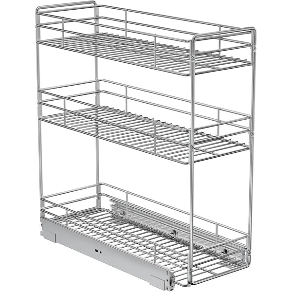 3-Tier Pull Out Cabinet Organizer for Narrow Cabinet (8.5" W X 20.5" D), Kitchen Cabinet Organizer and Storage Cabinet Pull Out