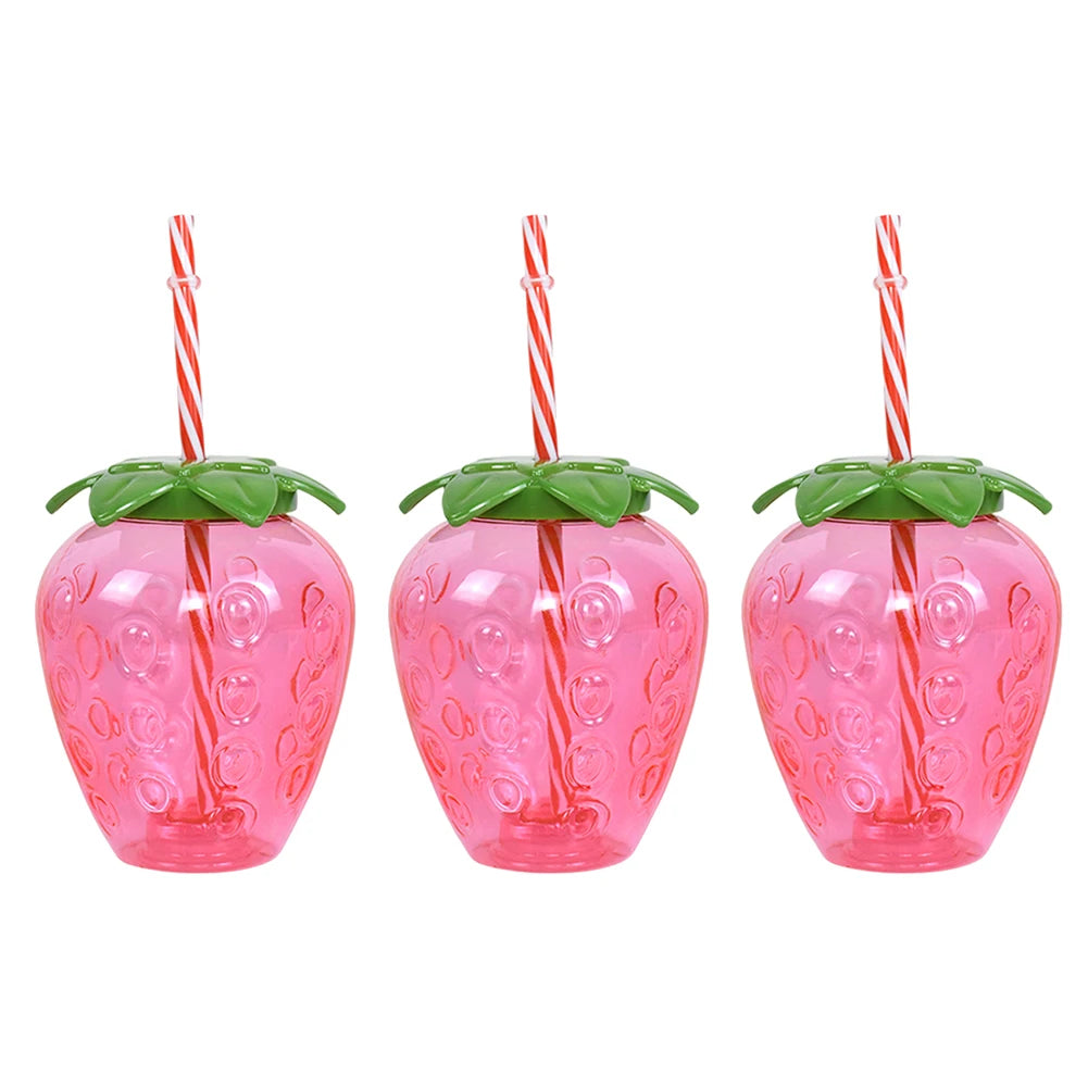 3/6pcs Cold Beverage Mug 500ml Pineapple/Strawberry Shape Tropical Summer Cups with Straw Creative Birthday Party Decoration