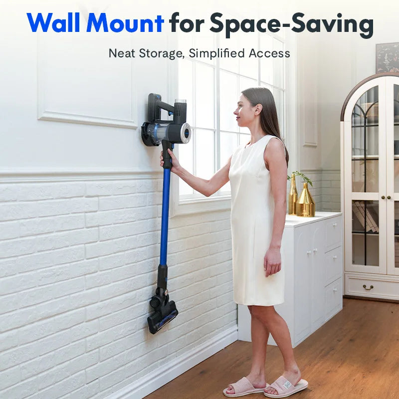 Cordless Vacuum Cleaner with 5-Stage HEPA Filtration, Dual-Mode 15Kpa/20Kpa Suction, Powerful Rolling Brush for Pet Hair