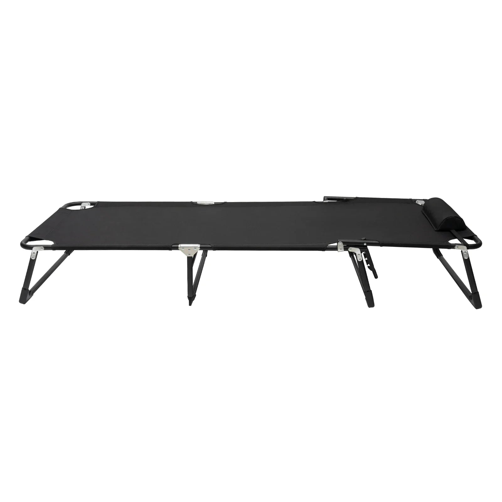 Black Portable Folding Camping Cot with 4-Position Adjustable, Oxford Cloth Cot for Camping & Traveling, Load Capacity 120 KG