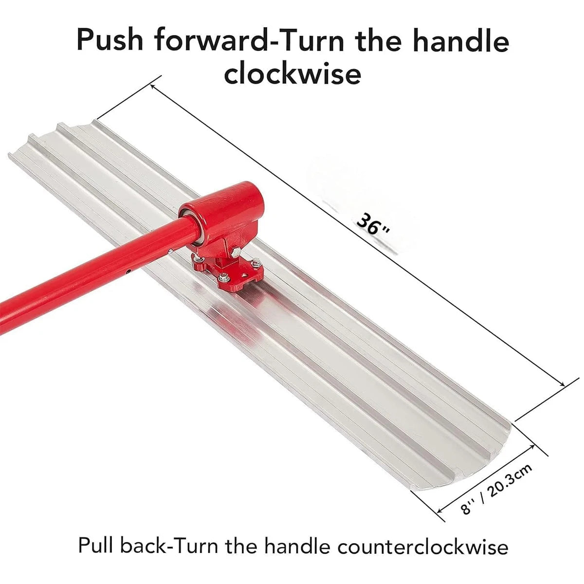 Bull Float Magnesium Concrete Float Tool – 36"x8" Round End Cement Finishing Float, With 4 Handle Bracket, Concrete Tool