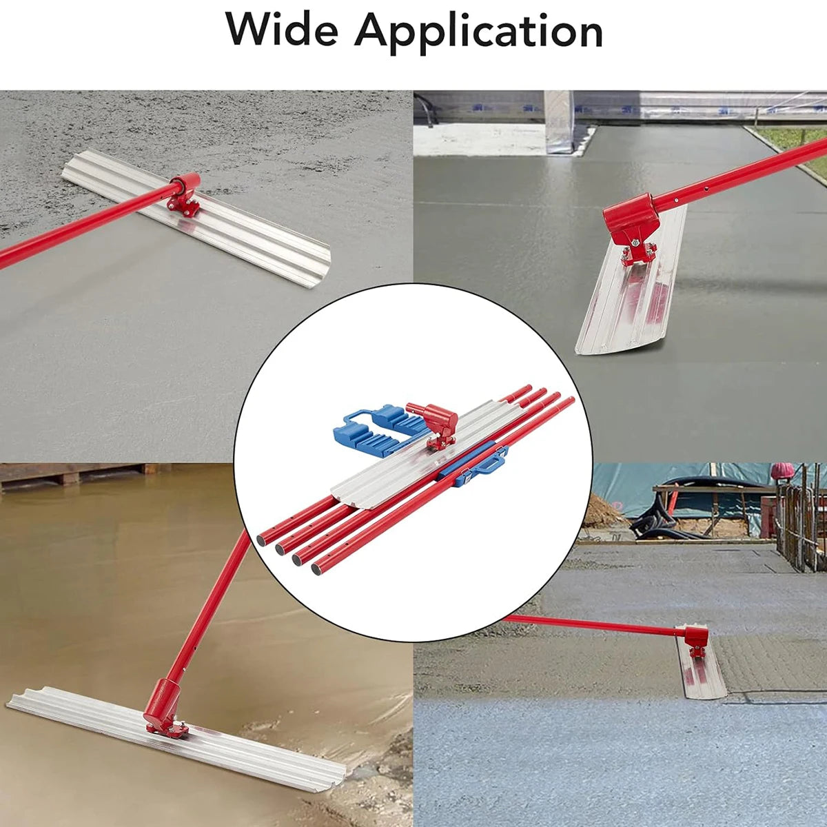 Bull Float Magnesium Concrete Float Tool – 36"x8" Round End Cement Finishing Float, With 4 Handle Bracket, Concrete Tool