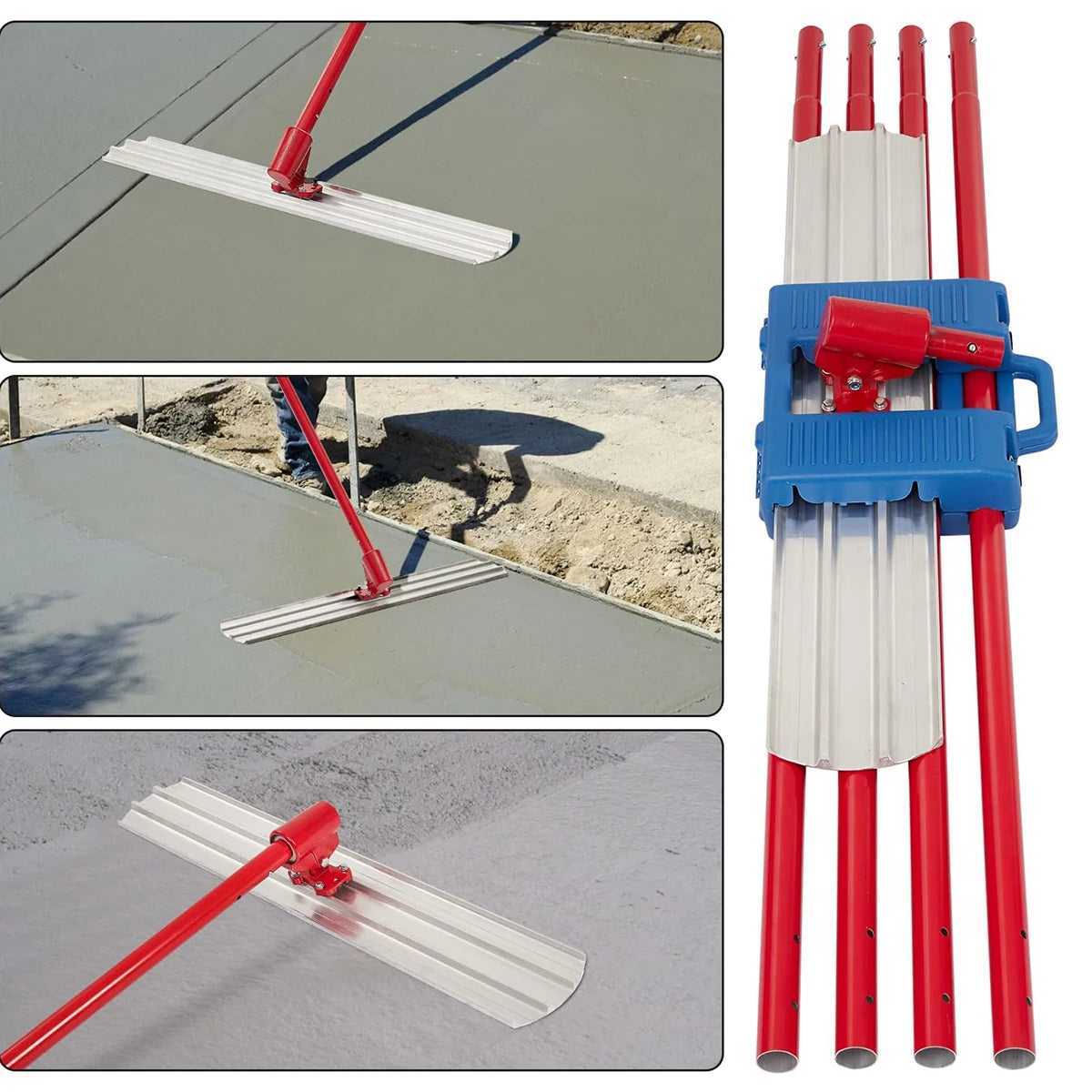 Bull Float Magnesium Concrete Float Tool – 36"x8" Round End Cement Finishing Float, With 4 Handle Bracket, Concrete Tool